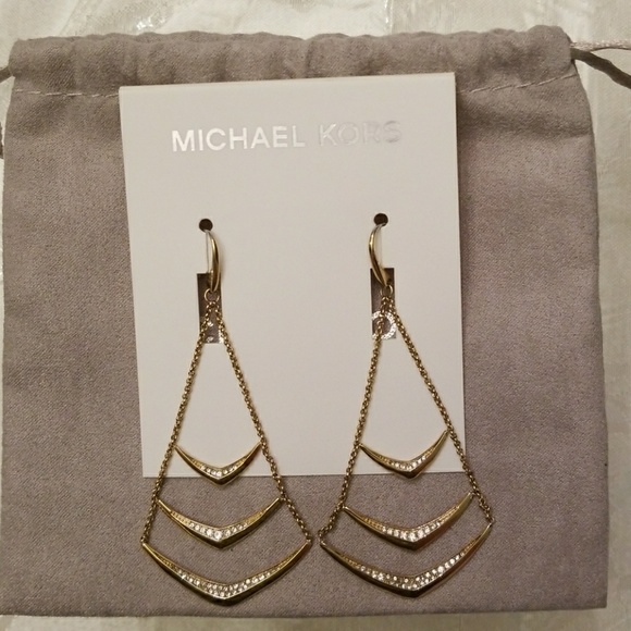Michael Kors Gold-Tone Pavé Chandelier Earrings  - Picture 2 of 2
